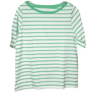 Lands' End XL Green White Striped Suprima Cotton. New